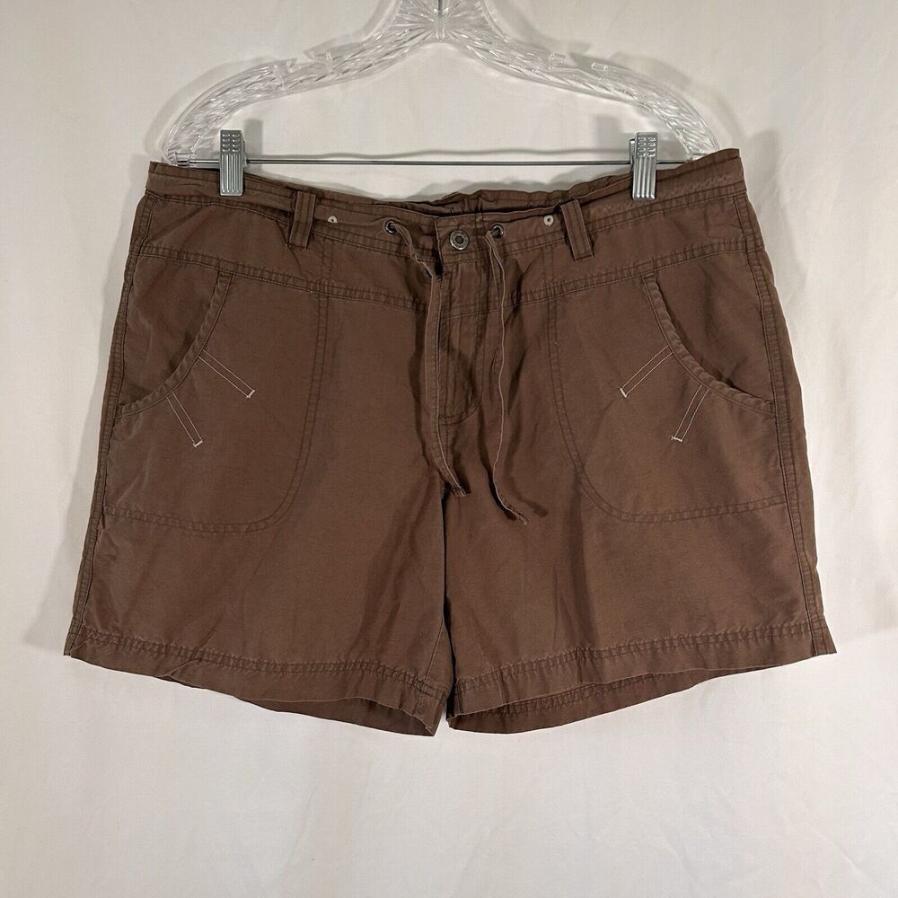 Columbia Shorts Women's Large Brown Drawstring Lightweight Cotton Blend